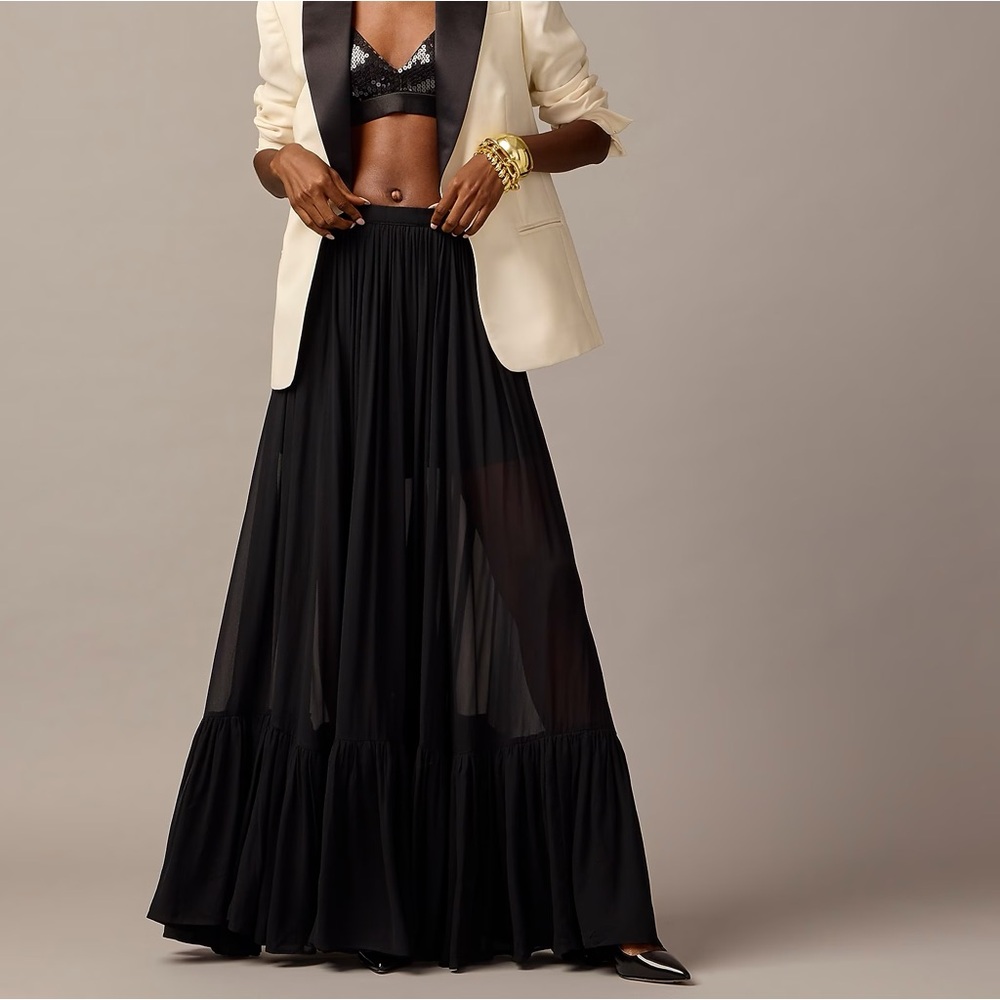 J.Crew Collection full-length tiered skirt in chiffon